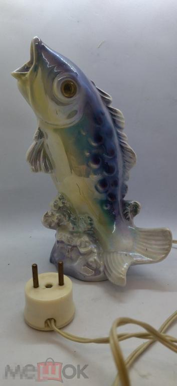 СТАТУЭТКА,, СВЕТИЛЬНИК--НОЧНИК  РЫБКА ФАРФОР, ГЕРМАНИЯ ГДР.
