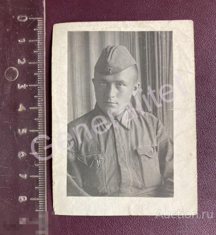 Фото Фотография Ч/б 1942 СССР Советский Военнослужащий РККА Солдат Рядовой в пилотке 