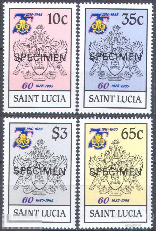 М0459 ✅ Скауты Гербы Геральдика Разведчики SPECIMEN 1985 Сент-Люсия 4м п/с **