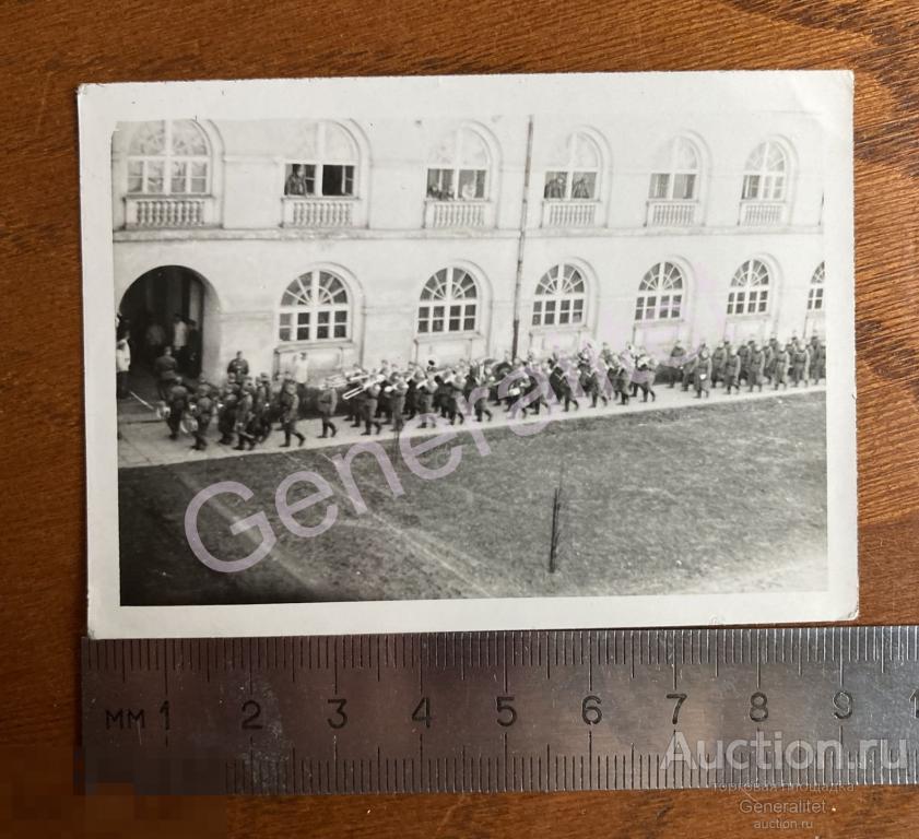 Фото Ч/б Фотография 1940е Германия Рейх Солдаты Вермахт Марш Военный оркестр 
