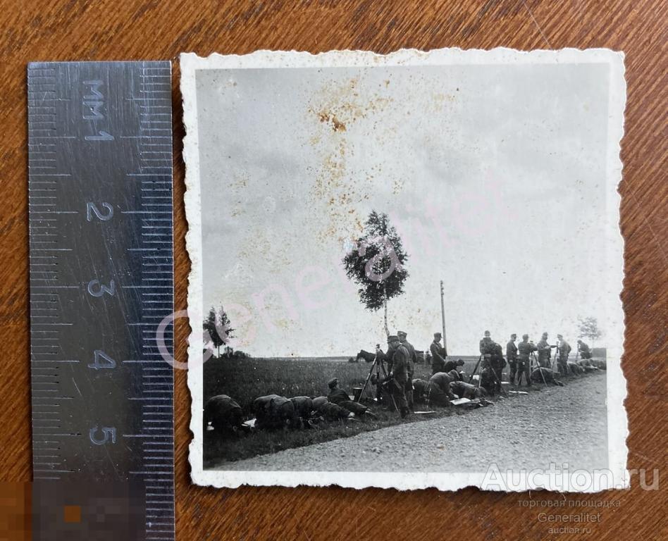 Фото Ч/б Фотография ВОВ Немецкие Войска Рейх Вермахт Германия Артиллерия Артиллеристы Буссоль 