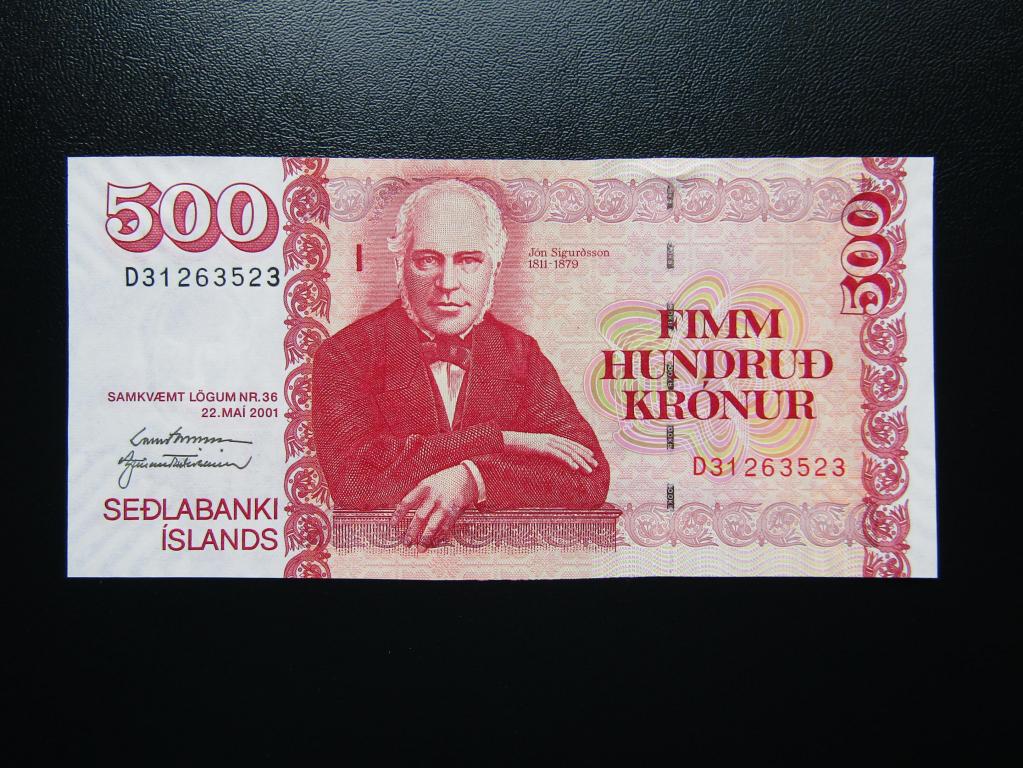 Исландия - 500 крон 2006 - 2009г. Р-58а.5.  UNC.