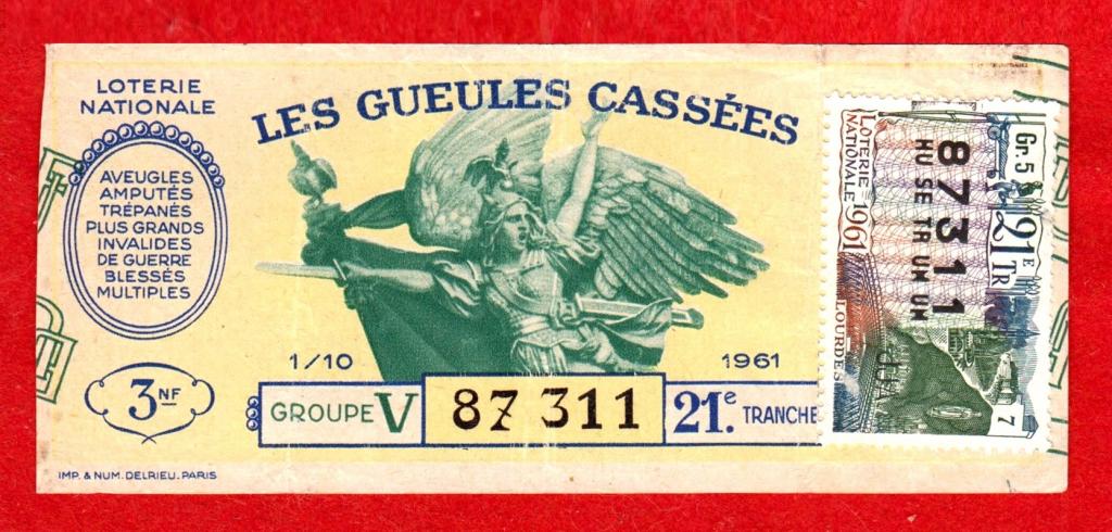 Франция, НАЦИОНАЛЬНАЯ ЛОТЕРЕЯ ИНВАЛИДОВ ВОЙНЫ, лотерейный билет, 1961 г., 87 311, RRR!!