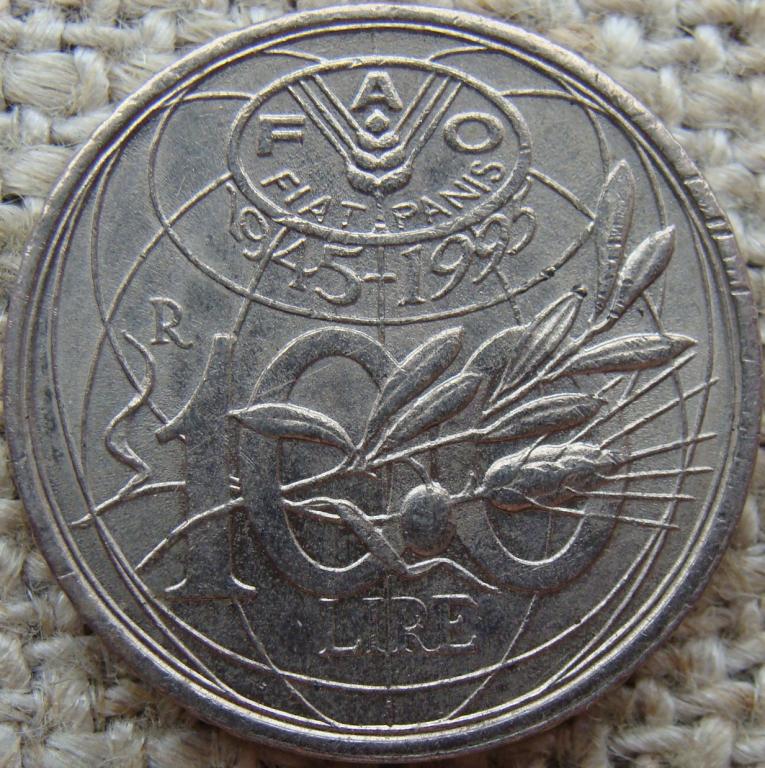 Италия 100 лир 1995 год (R). FAO