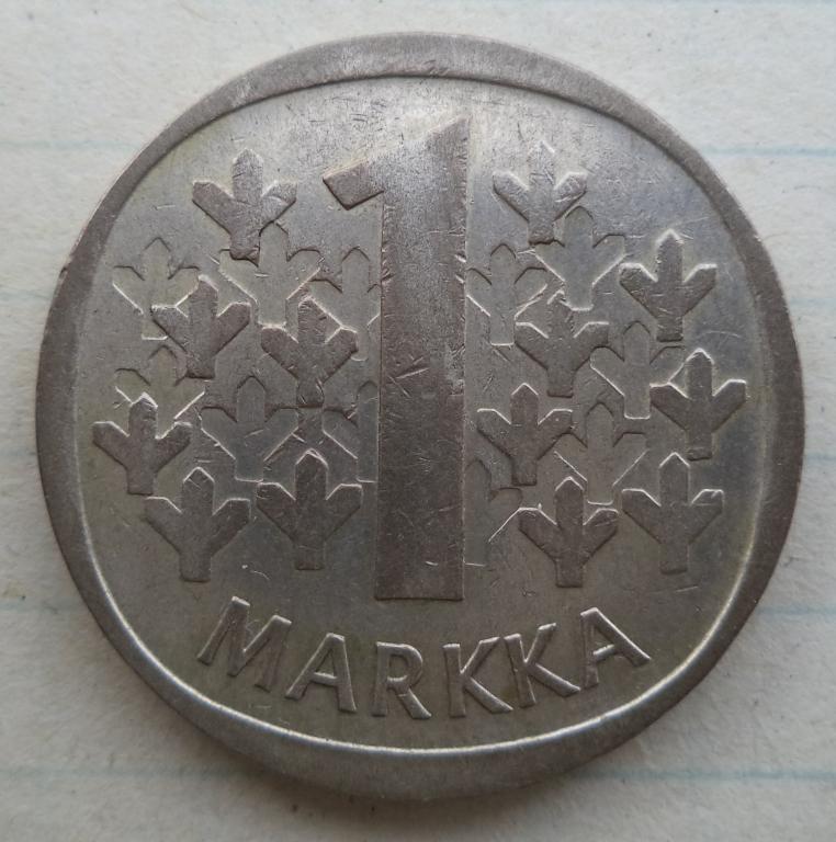 Финляндия 1 марка 1967 год  серебро  п.7