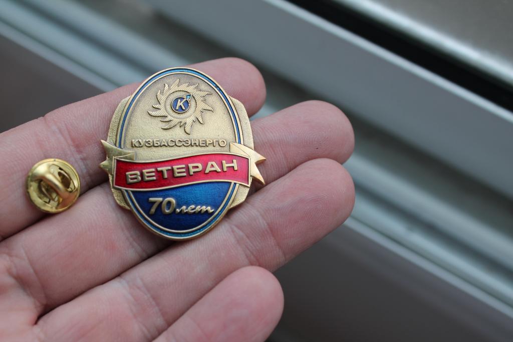 Знак Значки Кемеровской области. Ветеран Кузбассэнерго 70 лет №СКТ2