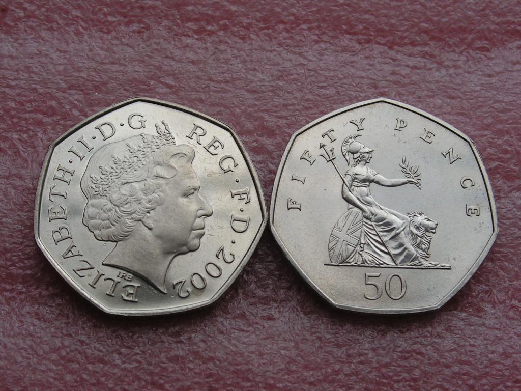 Англия/Великобритания 50 пенсов 2002 KM#991 unc