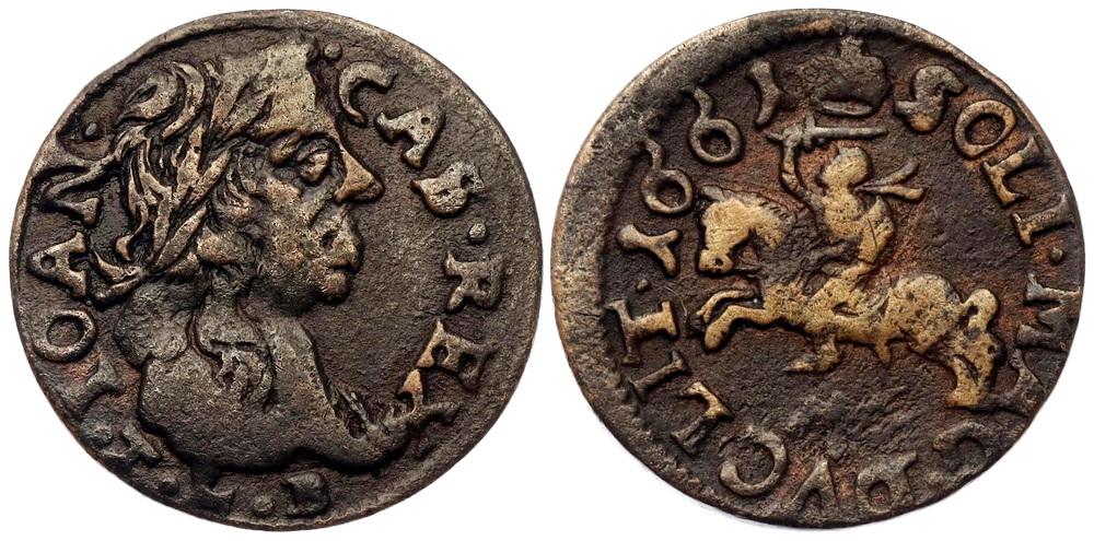 Великое княжество Литовское. Солид 1661 (м/д Варшава) Ян II Казимир Ваза. XF+