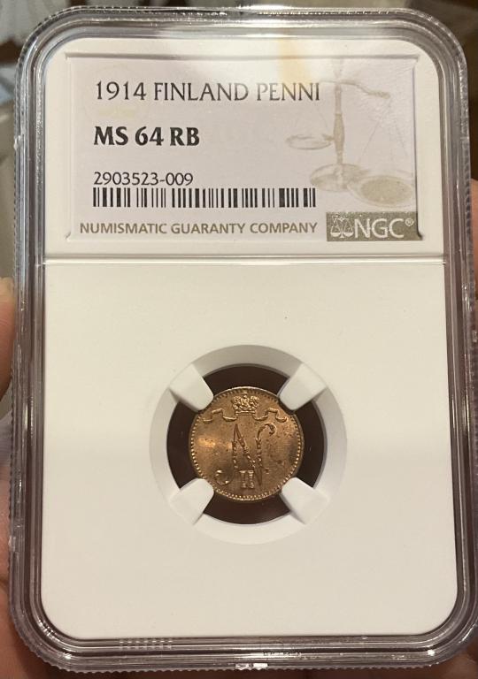1 ПЕННИ 1914 NGC MS 64 РОССИЯ ФИНЛЯНДИЯ