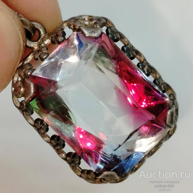 Антик кулон 800 IRIS GLASS ирисовое стекло 1900+/-  Германия