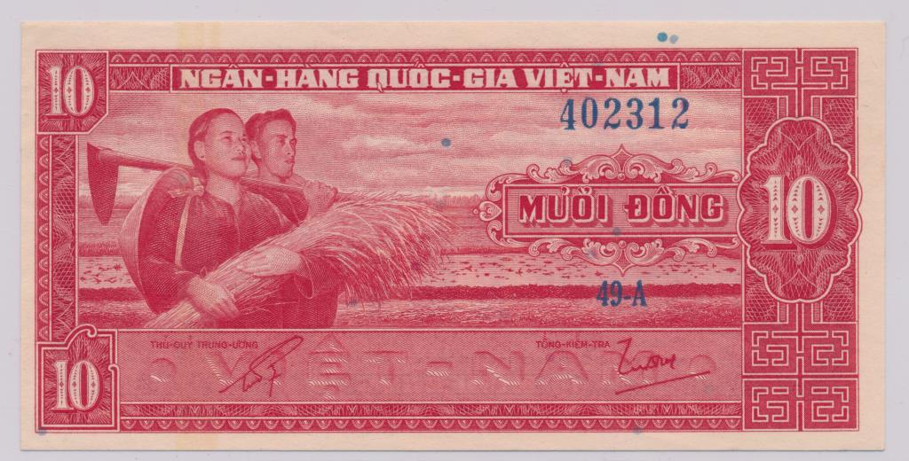 Южный Вьетнам 10 донгов 1962 UNC Р-5