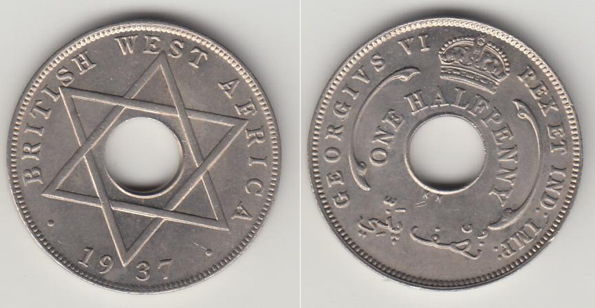 Британская Западная Африка 1/2 пенни 1937 KN