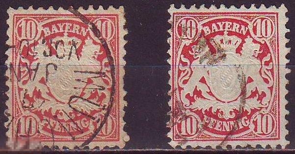 Бавария 1876г .Mi№39a-39b сост. гаш. 
