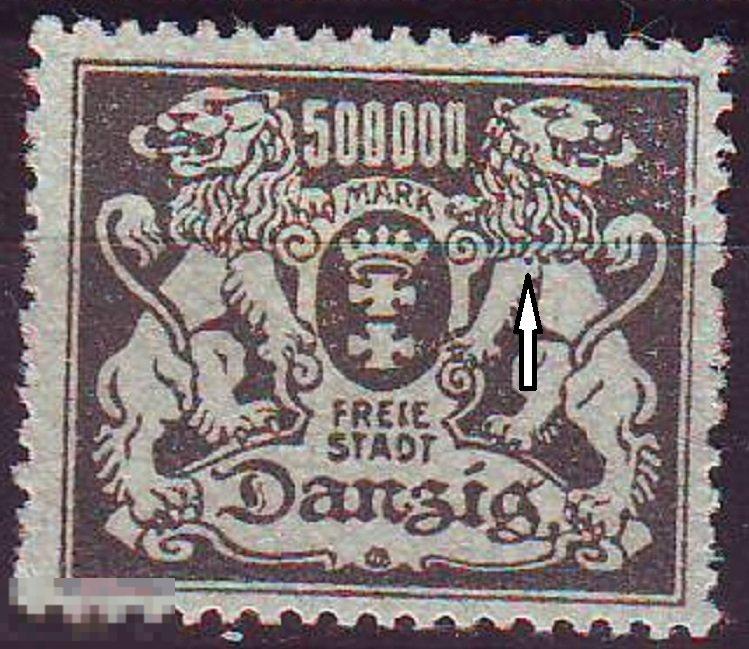 Германия Данциг Danzig 1923. Mi№157 герб  сост. (*) разновидность 