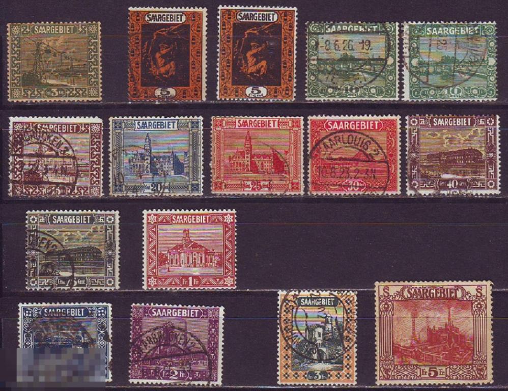 Германия СААР Saargebiet 1922г. Mi№84-97 серия сост. гаш./ * разновидности 