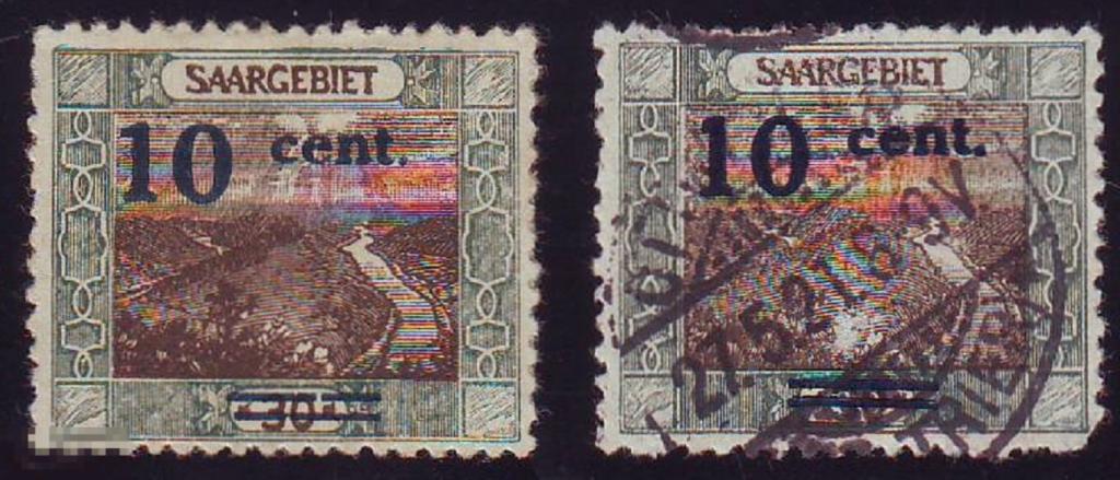 Германия СААР Saargebiet 1921г. Mi№72 II -72 I сост. */гаш. разновидности 