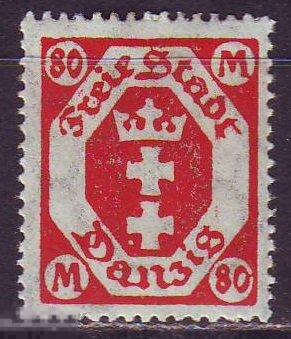 Германия Данциг Danzig 1923. Mi№140 герб  сост. * разновидность 