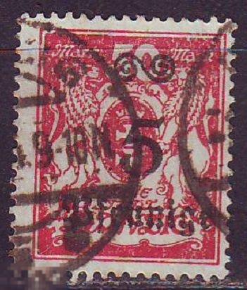 Германия Данциг Danzig 1923г. Mi№181 надпечатка гаш. разновидность 