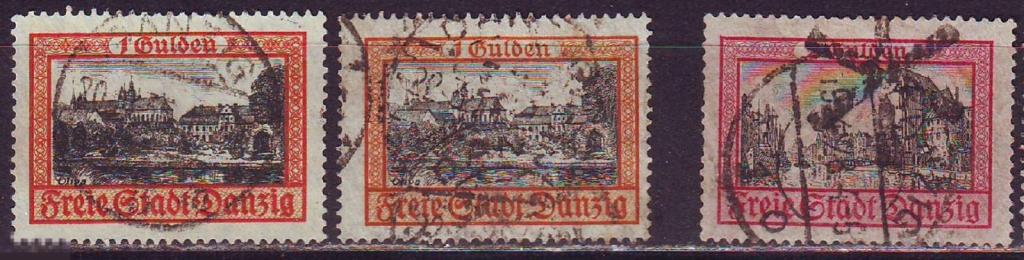 Германия Данциг Danzig 1924г. Mi№212а-212b-213 виды серия гаш. 