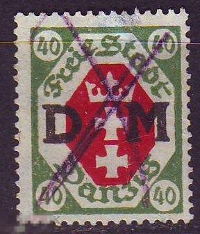 Германия Данциг Danzig 1921г. Mi№7 служебные перьевое гашение! 