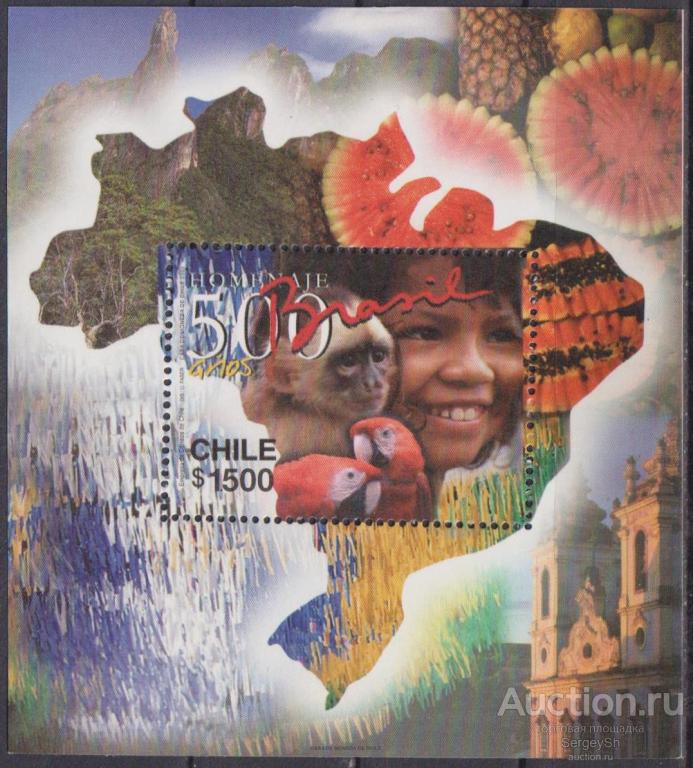 cl1926 Чили 2000г. 500 лет открытию Бразилии Карты, Путешественники MNH