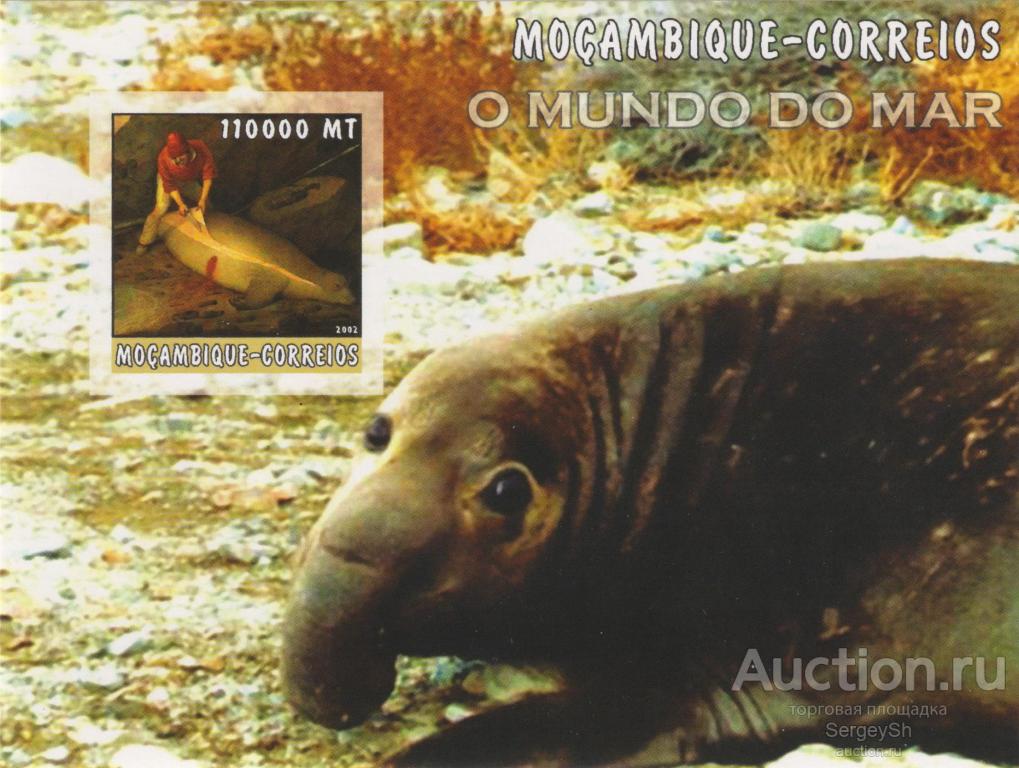 mz2744-2 Мозамбик 2002г. Морская жизнь - Тюлени Морская фауна MNH
