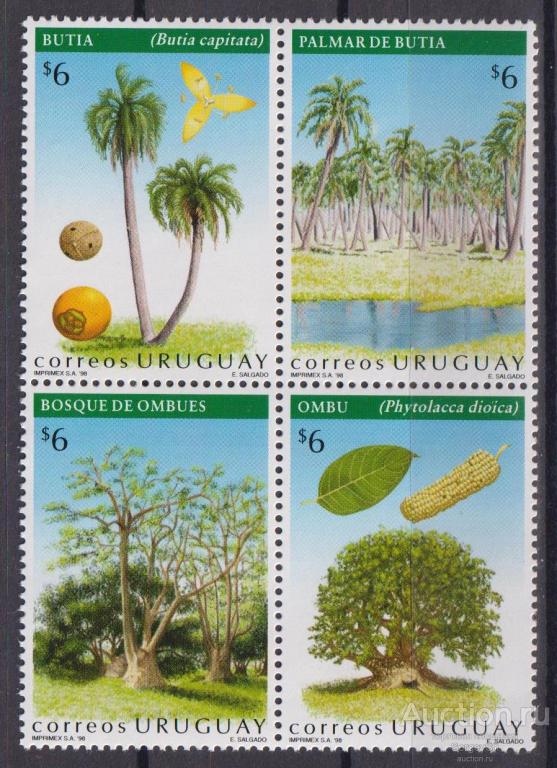 uy2334 Уругвай 1998г. Деревья Деревья MNH