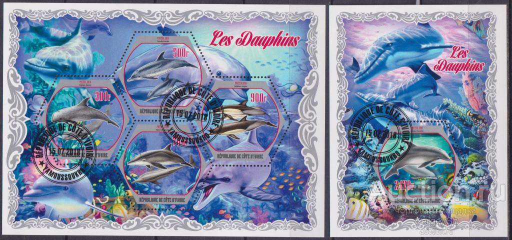 kd2018-16 Кот-д Ивуар 2018г. Дельфины Дельфины, Морская фауна U