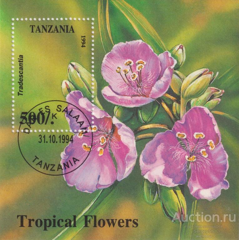 tz1911 Танзания 1994г. Тропические цветы - Традесканция Цветы, Флора U