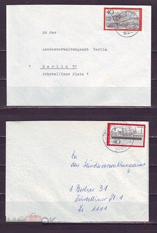 ФРГ 1973 г. 2 конверта прош. почту марки корабли 