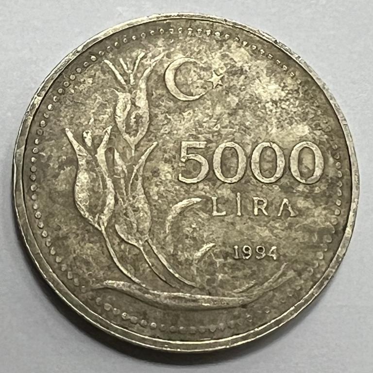 Турция 5000 лир 1994 год