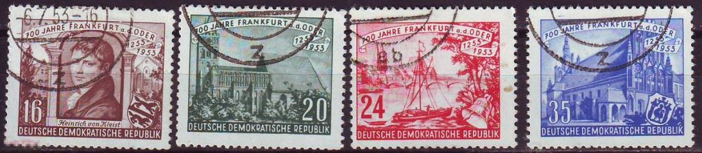 ГДР 1953г. Mi№358-361 Франкфурт на Одере серия гаш. 