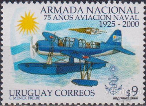 uy2553 Уругвай 2000г. 75 лет морской авиации Уругвая Самолеты MNH