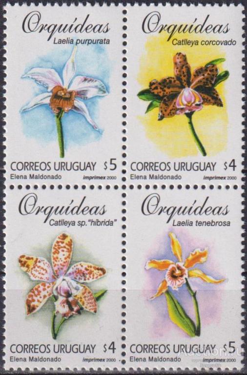 uy2521 Уругвай 2000г. Орхидеи Орхидеи MNH
