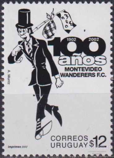 uy2672 Уругвай 2002г. 100-летие футбольного клуба Montevideo Wanderers Футбол MNH