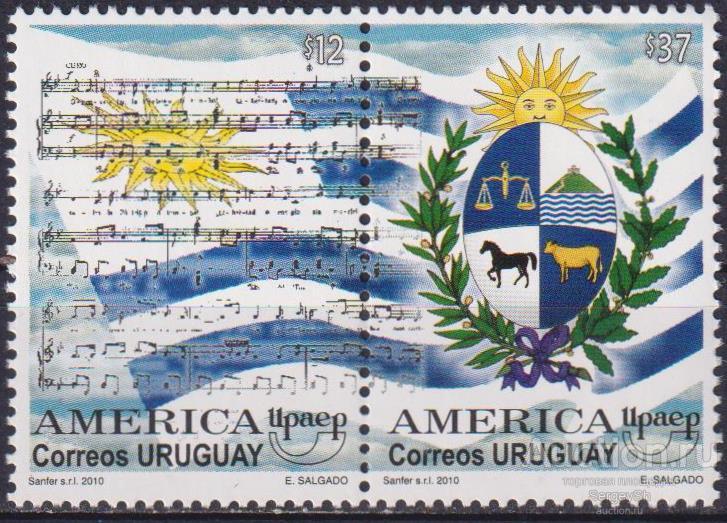 uy3117 Уругвай 2010г. Америка UPAEP - Национальные символы Флаги, Гербы, Ноты MNH