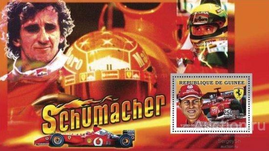gn4290ml Гвинея 2006г. Михаил Шумахер Гонки, Автомобили MNH
