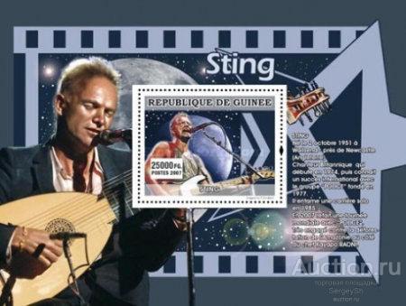 gn4988 Гвинея 2007г. Музыка - Мужчины-Звезды - Стинг Музыканты, Певцы MNH