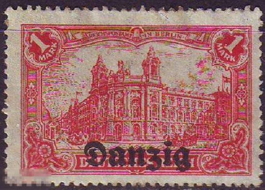 Германия Данциг Danzig 1920г. Mi№ 8 II надпечатка * разновидность 
