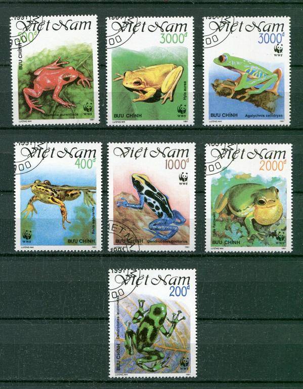 Вьетнам 1991 - Лягушки 7 марок гашеные