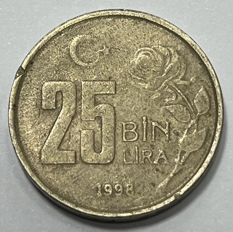 Турция 25000 лир 1998 год