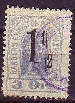 Дания частная городская почта г.Randers 1885г. гаш. .надпечатка локал местная 