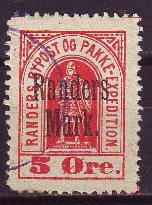 Дания частная городская почта г.Randers 1885г. гаш. .надпечатка локал местная 