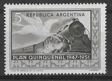 Аргентина  1951 г.  ЖД транспорт Паровоз **