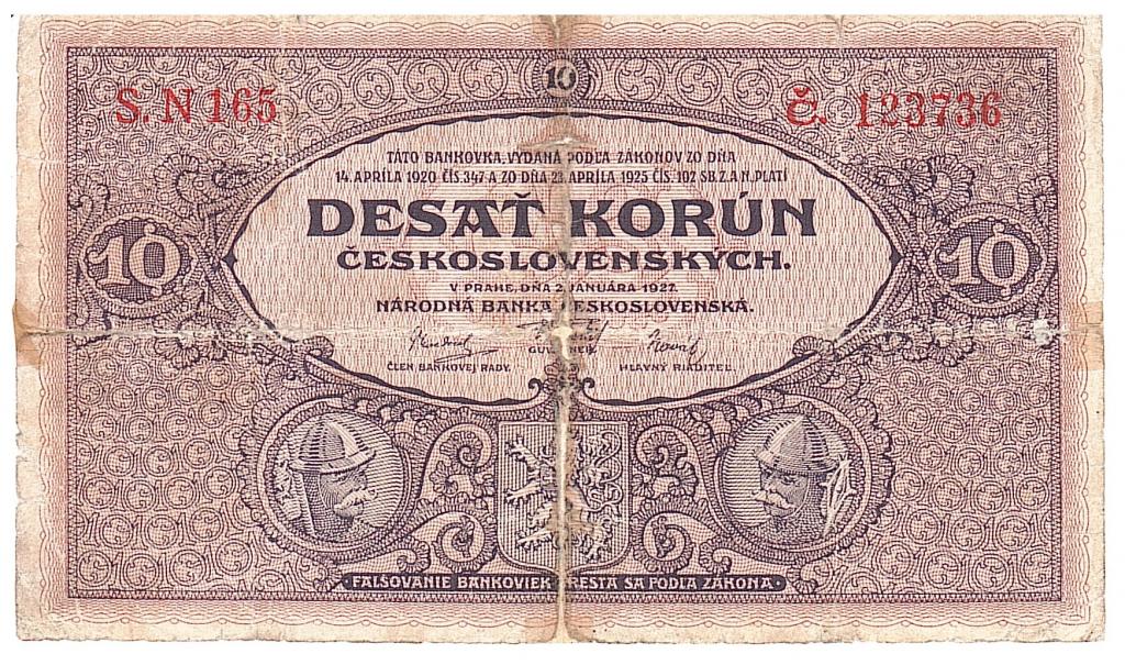 Чехословакия 10 корон крон 1927