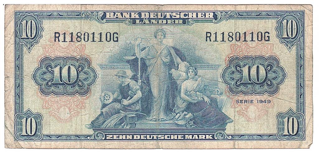 Германия 10 марок 1949 Америка для Германии