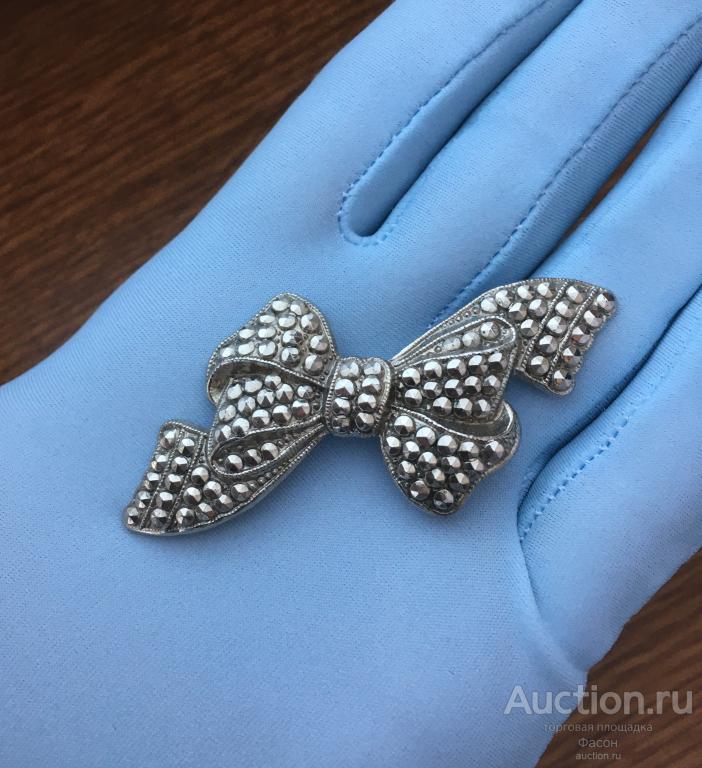 Винтажная Брошь Бант Имитация Марказитов
