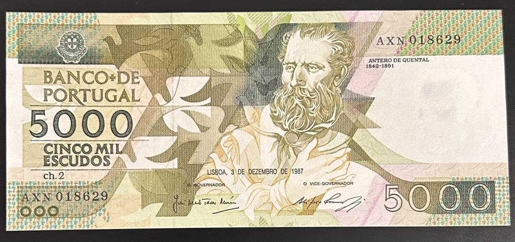 Португалия 5000 эскудо 1987 год ПРЕСС/UNC