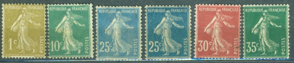 Франция 1906-36 г. Набор стандартов Марианна негашеная* (клей, след наклейки)