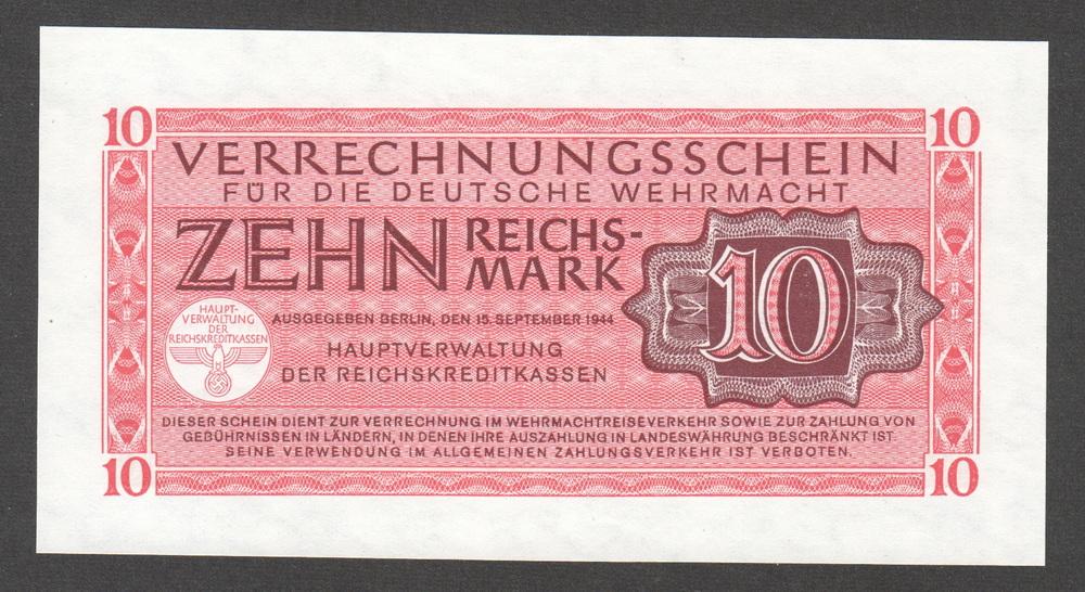 ГЕРМАНИЯ 10 марок 1944 P.M40 UNC (Для вермахта)